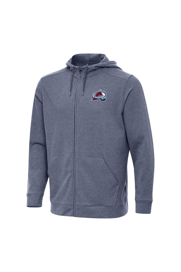Men's Antigua Heather Navy Colorado Avalanche Effortless Full-Zip Hoodie Jacket
