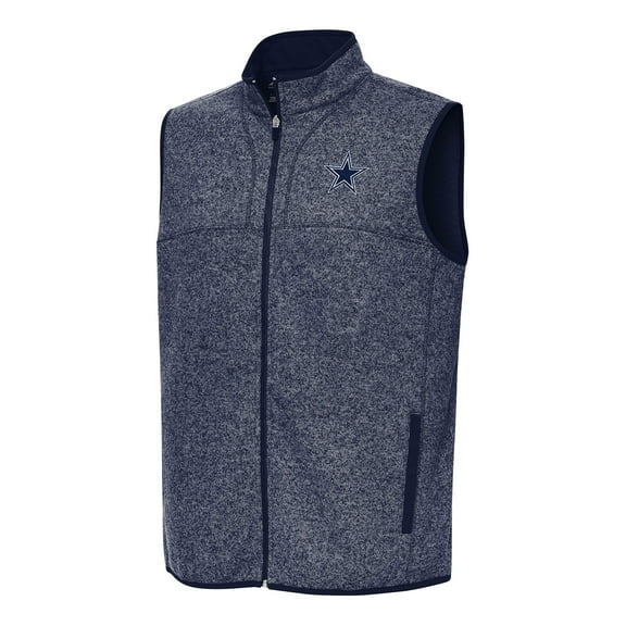 Men's Antigua  Heather Navy Dallas Cowboys Fortune Full-Zip Vest