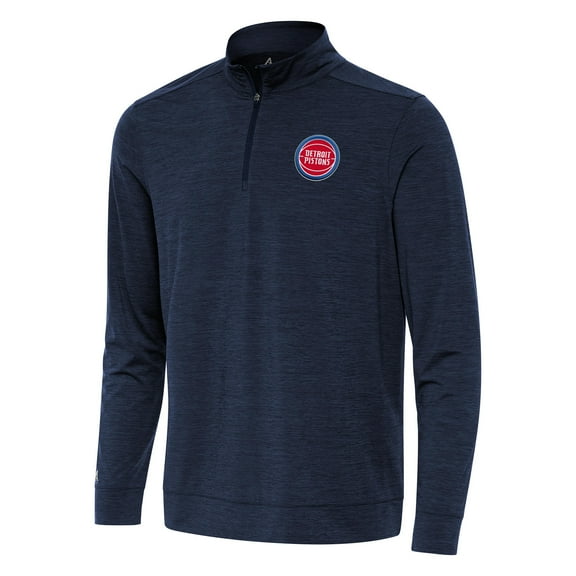 Men's Antigua Heather Navy Detroit Pistons Bright Quarter-Zip Top