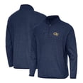thumbnail image 1 of Men's Antigua Heather Navy Georgia Tech Yellow Jackets Certain Tri-Blend Quarter-Zip Top, 1 of 3