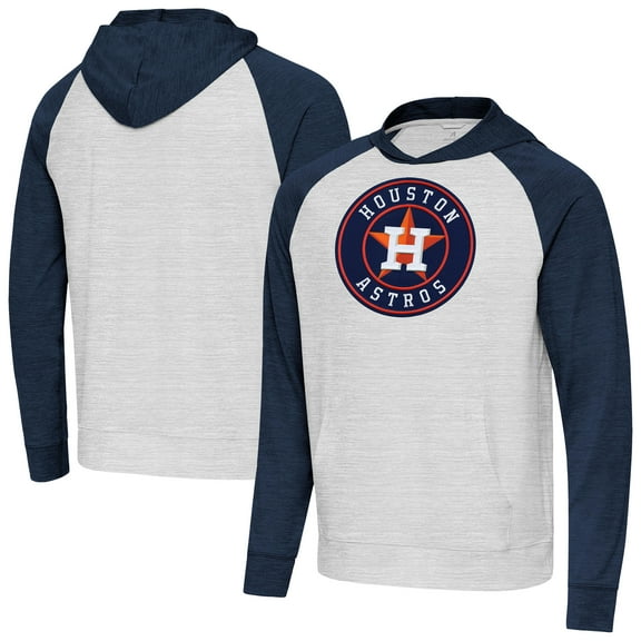 Men's Antigua Heather Navy/Gray Houston Astros Urgent Pullover Hoodie