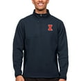 thumbnail image 1 of Men's Antigua Heather Navy Illinois Fighting Illini Course Quarter-Zip Pullover Top, 1 of 1