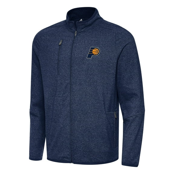 Men's Antigua Heather Navy Indiana Pacers Hold-Up Full-Zip Tri-Blend Jacket