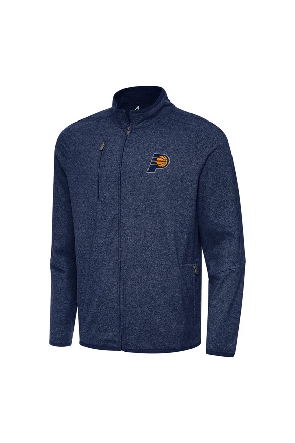 Men's Antigua Heather Navy Indiana Pacers Hold-Up Full-Zip Tri-Blend Jacket