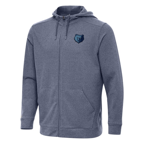 Men's Antigua Heather Navy Memphis Grizzlies Effortless Full-Zip Hoodie Jacket