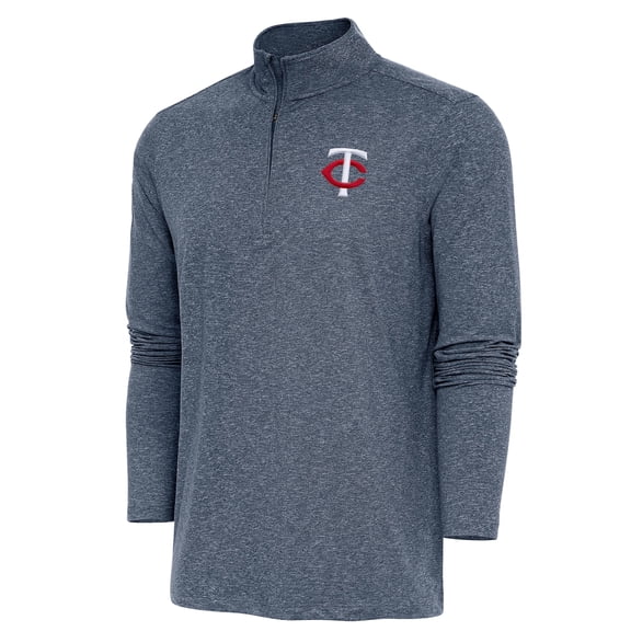 Men's Antigua  Heather Navy Minnesota Twins Hunk Quarter-Zip Pullover Top