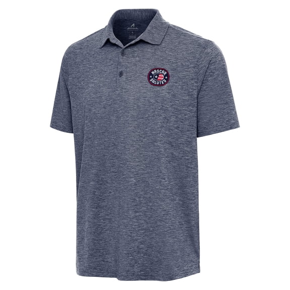 Men's Antigua  Heather Navy NASCAR Salutes Par 3 Polo
