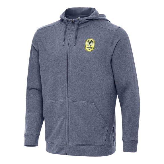 Men's Antigua Heather Navy Nashville SC Effortless Full-Zip Hoodie
