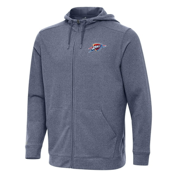 Men's Antigua Heather Navy Oklahoma City Thunder Effortless Full-Zip Hoodie Jacket