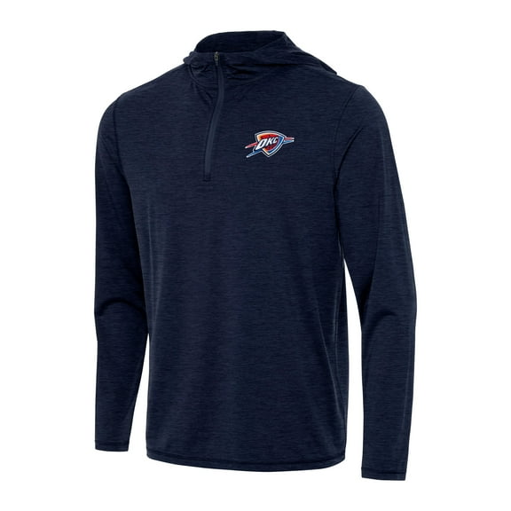 Men's Antigua Heather Navy Oklahoma City Thunder Tidy Quarter-Zip Hoodie