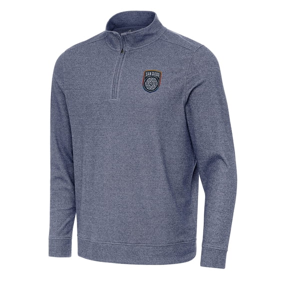 Men's Antigua Heather Navy San Diego FC Subtle Quarter-Zip Jacket