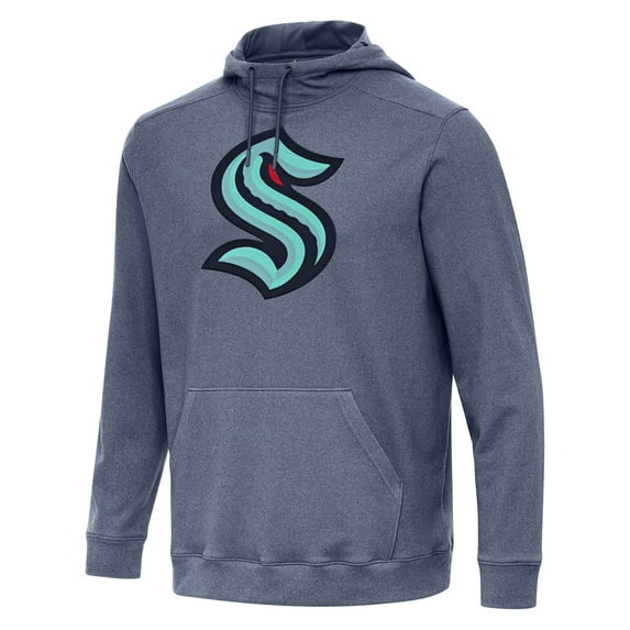 Men's Antigua Heather Navy Seattle Kraken Cloud Pullover Hoodie