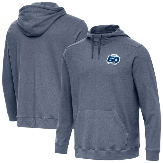 Men's Antigua Heather Navy Seattle Seahawks 50th Season Cloud Pullover Hoodie