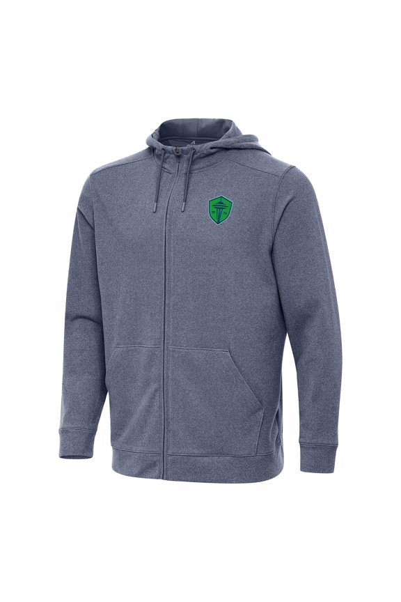 Men's Antigua Heather Navy Seattle Sounders FC Effortless Full-Zip Hoodie