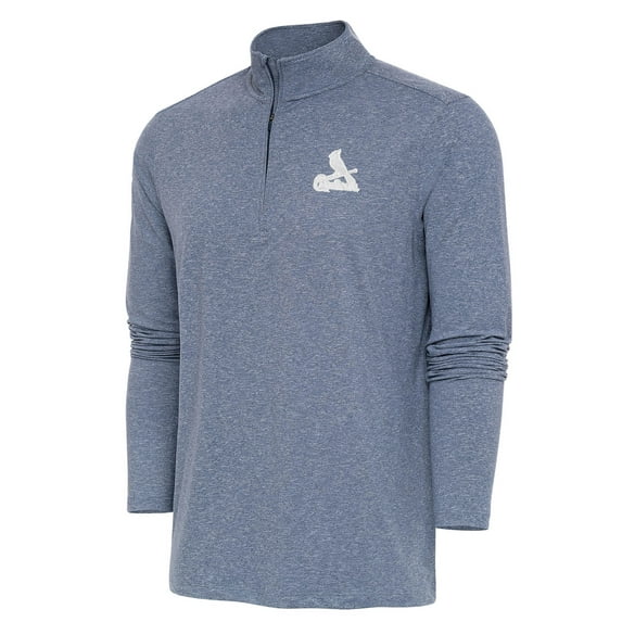 Men's Antigua Heather Navy St. Louis Cardinals Hunk Quarter-Zip Top