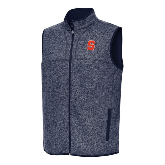 Men's Antigua Heather Navy Syracuse Orange Fortune Full-Zip Vest