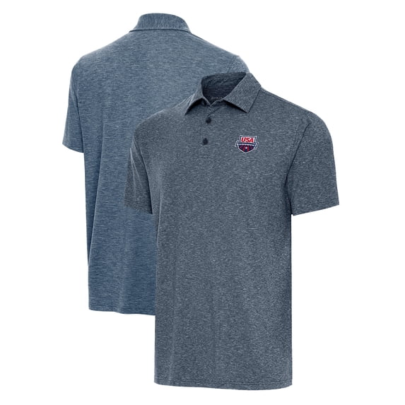 Men's Antigua Heather Navy USA Swimming Par 3 Polo