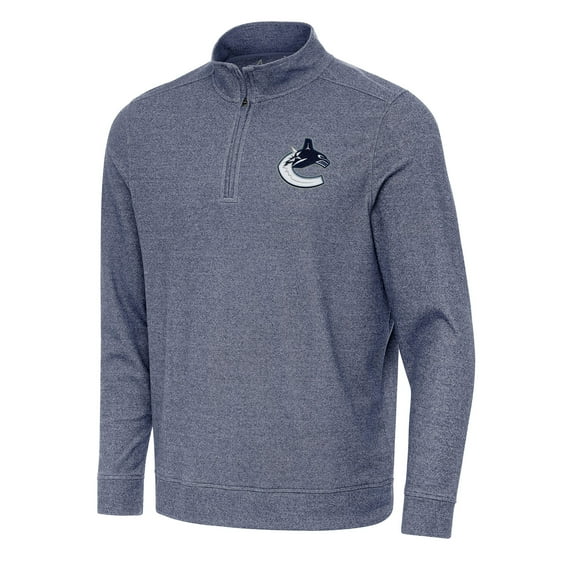 Men's Antigua Heather Navy Vancouver Canucks Subtle Quarter-Zip Sweatshirt