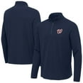 thumbnail image 1 of Men's Antigua Heather Navy Washington Nationals Sync Tri-Blend Quarter-Zip Pullover, 1 of 3