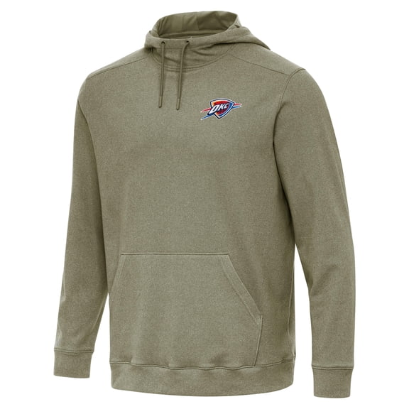 Men's Antigua Heather Olive Oklahoma City Thunder Cloud Pullover Hoodie