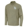 thumbnail image 1 of Men's Antigua Heather Olive Tampa Bay Rays Subtle Quarter-Zip Sweatshirt, 1 of 1