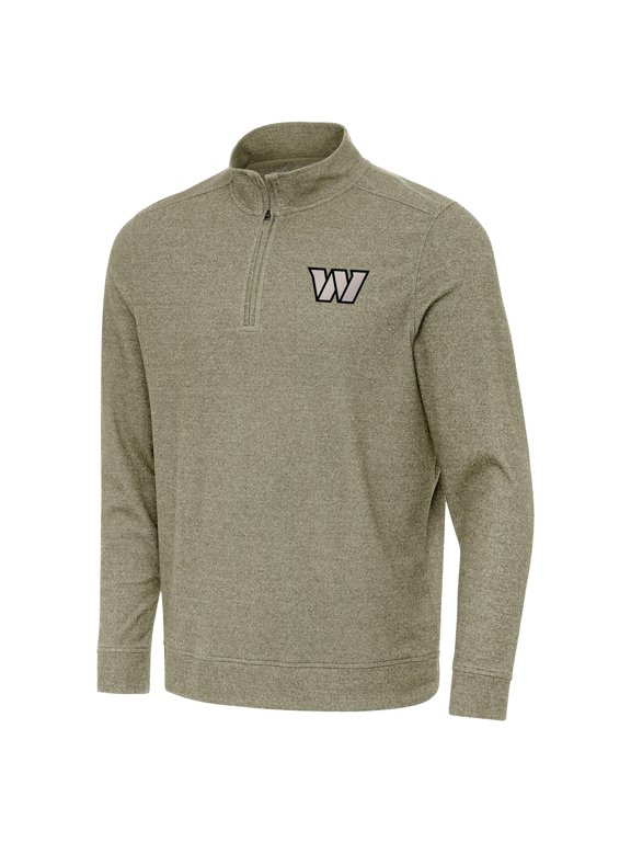 Men's Antigua Heather Olive Washington Commanders Subtle Quarter-Zip Top
