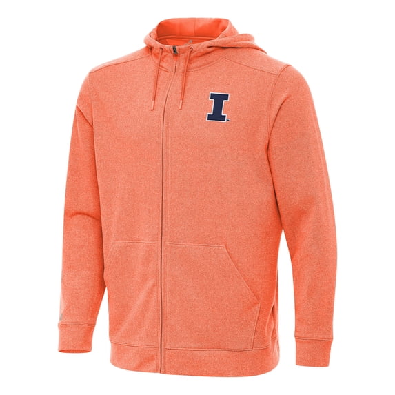 Men's Antigua Heather Orange Illinois Fighting Illini Effortless Full-Zip Hoodie Jacket