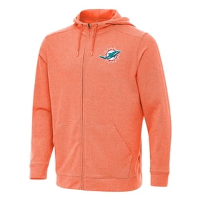 Men's Antigua Heather Orange Miami Dolphins Effortless Full-Zip Hoodie