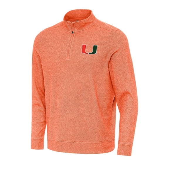 Men's Antigua Heather Orange Miami Hurricanes Subtle Quarter-Zip Sweatshirt