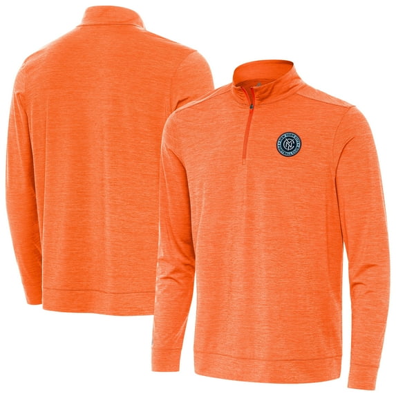 Men's Antigua Heather Orange New York City FC Bright Quarter-Zip Pullover