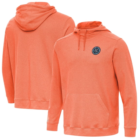 Men's-Antigua Heather Orange New York City FC Cloud Pullover Hoodie