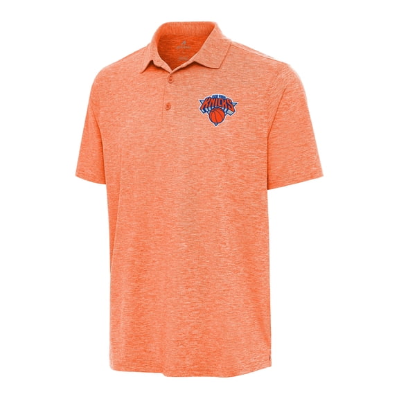 Men's Antigua Heather Orange New York Knicks Par 3 Polo