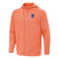 thumbnail image 1 of Men's Antigua Heather Orange New York Mets Effortless Full-Zip Hooded Jacket, 1 of 1