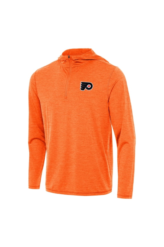 Men's Antigua Heather Orange Philadelphia Flyers Tidy Quarter-Zip Hoodie