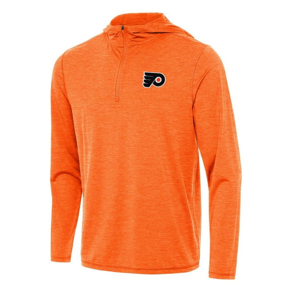 Men's Antigua Heather Orange Philadelphia Flyers Tidy Quarter-Zip Hoodie