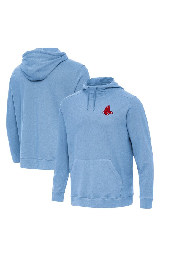 Men's Antigua Heather Powder Blue Boston Red Sox Cloud Pullover Hoodie