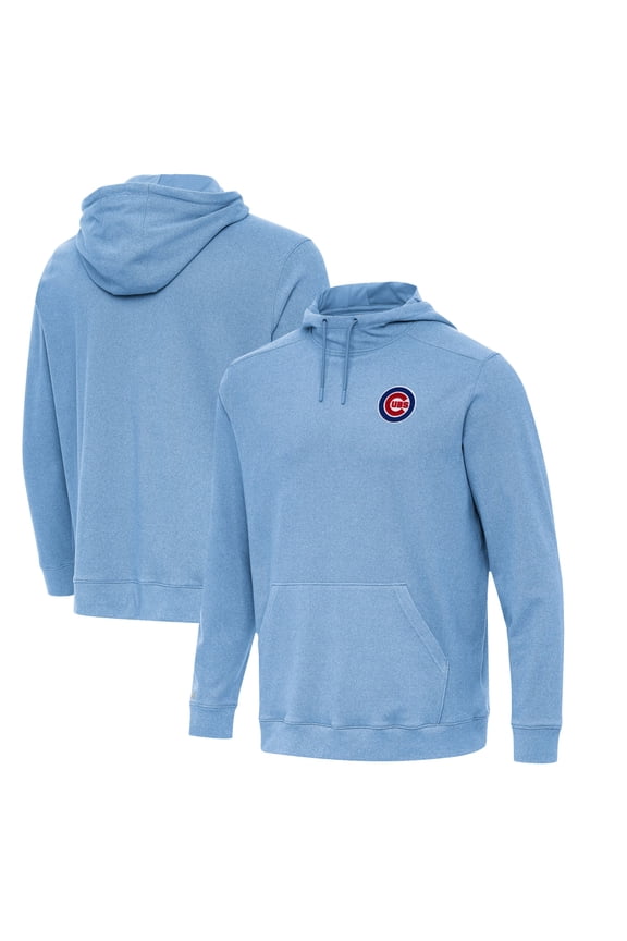 Men's Antigua  Heather Powder Blue Chicago Cubs Cloud Pullover Hoodie
