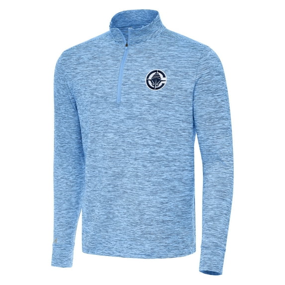 Men's Antigua Heather Powder Blue LA Clippers Cause Quarter-Zip Top