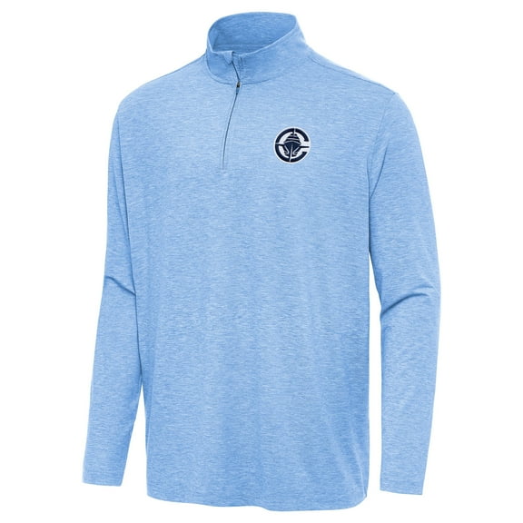 Men's Antigua  Heather Powder Blue LA Clippers Hunk Quarter-Zip Top