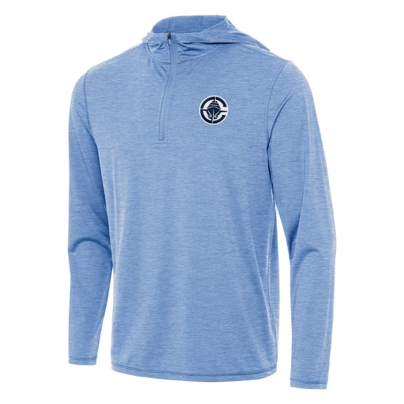 Men's Antigua Heather Powder Blue LA Clippers Tidy Quarter-Zip Hoodie