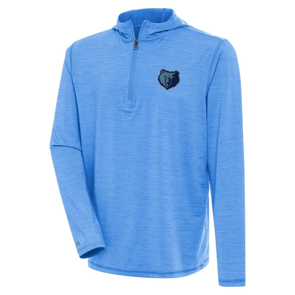 Men's Antigua Heather Powder Blue Memphis Grizzlies Tidy Quarter-Zip Lightweight Pullover Top