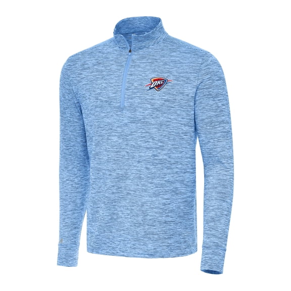 Men's Antigua Heather Powder Blue Oklahoma City Thunder Cause Quarter-Zip Top