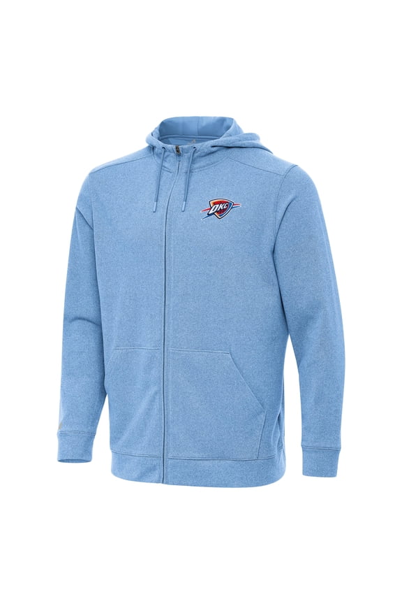 Men's Antigua Heather Powder Blue Oklahoma City Thunder Effortless Full-Zip Hoodie Jacket