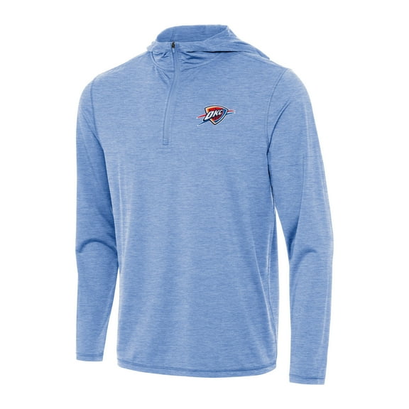 Men's Antigua Heather Powder Blue Oklahoma City Thunder Tidy Quarter-Zip Hoodie