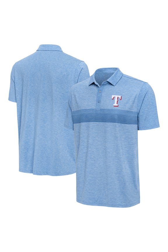 Men's Antigua Heather Powder Blue Texas Rangers Dashing Polo