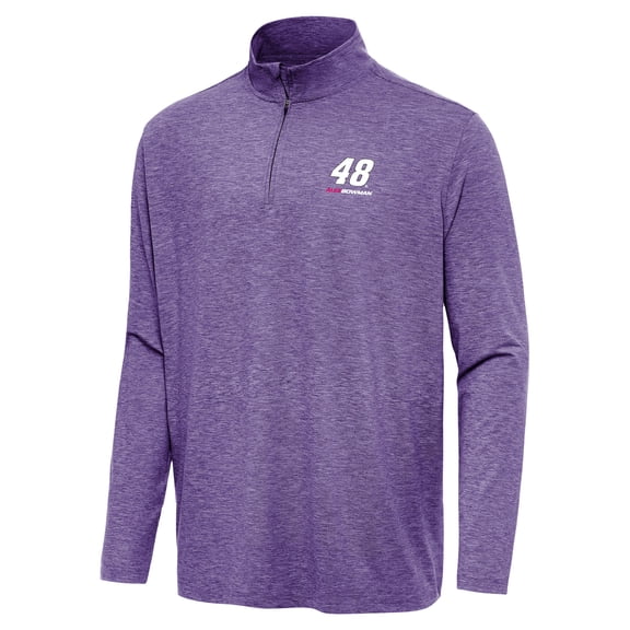 Men's Antigua  Heather Purple Alex Bowman Hunk Quarter-Zip Top