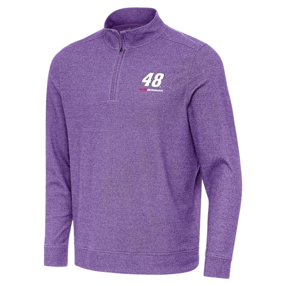 Men's-Antigua Heather Purple Alex Bowman Subtle Quarter-Zip Pullover Top