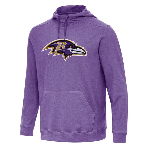Men's Antigua Heather Purple Baltimore Ravens Cloud Pullover Hoodie