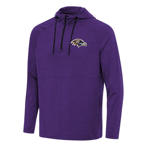 Men's Antigua  Heather Purple Baltimore Ravens Spikes Quarter-Zip Pullover Hoodie