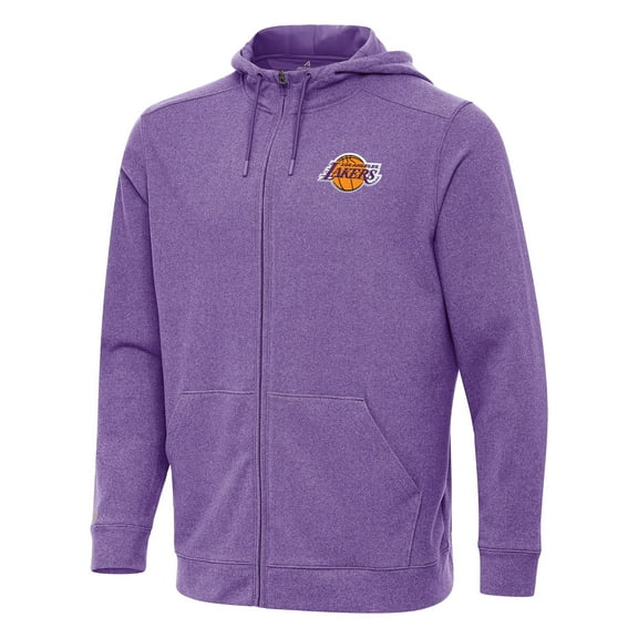 Men's Antigua Heather Purple Los Angeles Lakers Effortless Full-Zip Hoodie Jacket